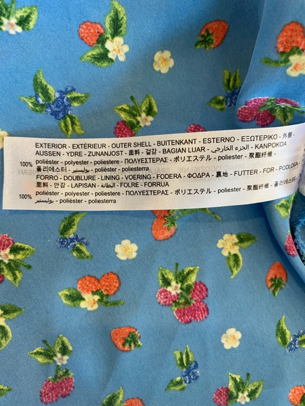 Zara Blue Floral Puff Sleeve Mini Dress Cottagecore Strawberry Print Size M - Picture 8 of 12